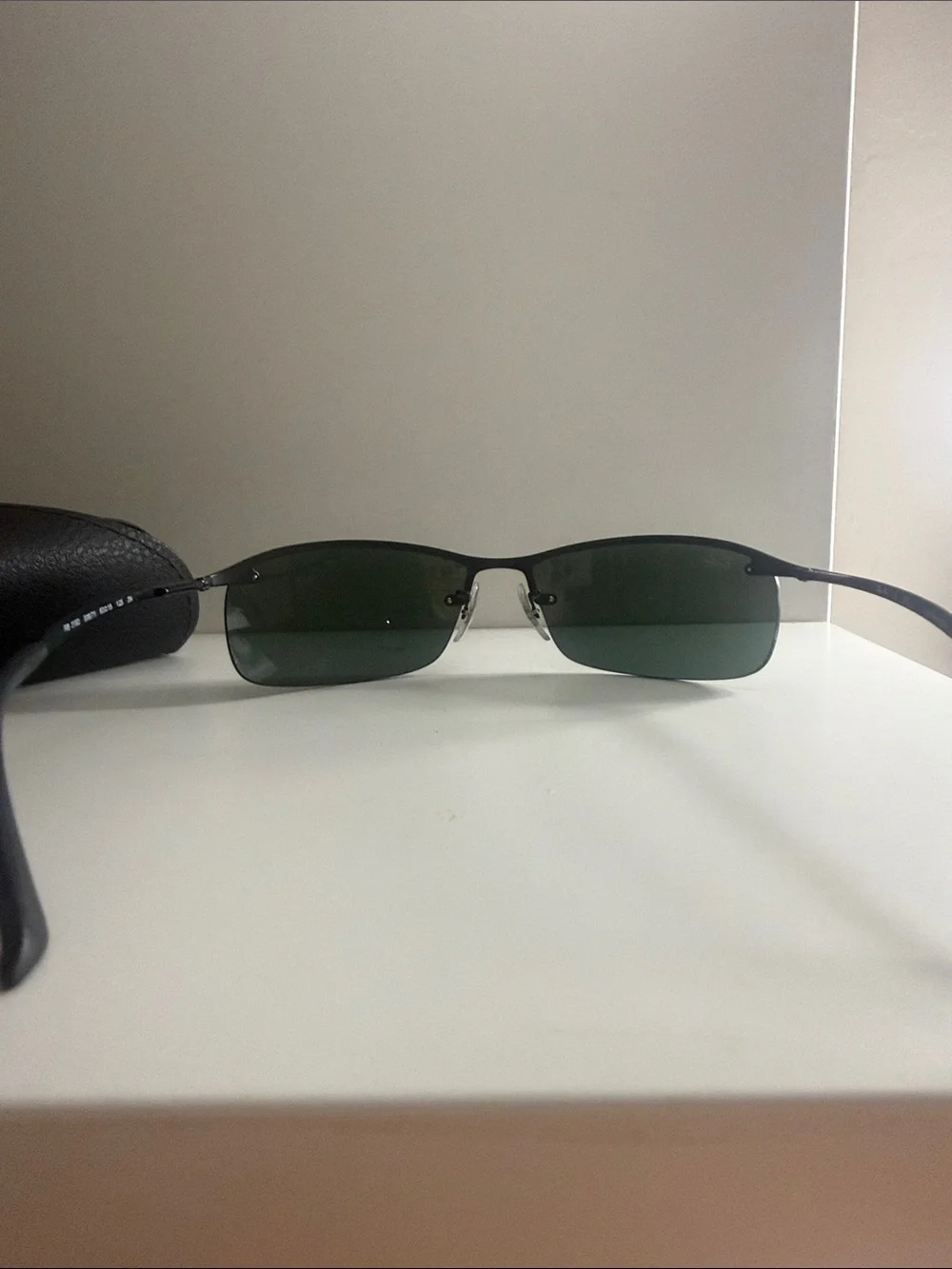 Ray-Ban Semi-Rimless Polarized Sunglasses - Black/Green